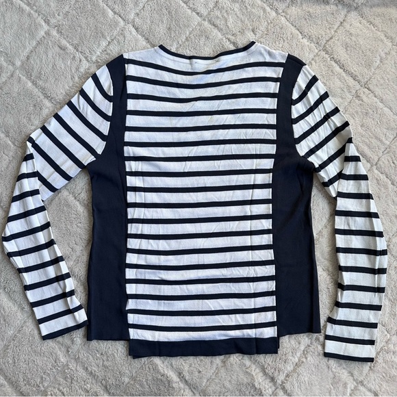 Peserico Tricot | Navy & Cream Long Sleeve Knitted Stripe Sweater | Size Large - Picture 2 of 8